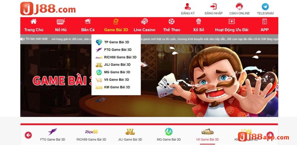 Game bài J88 có 6 sảnh cược đặc sắc