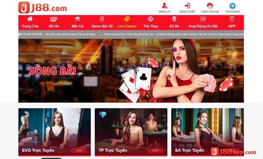 Phiên bản live casino được nhà cái J88 cho ra mắt rất đặc sắc